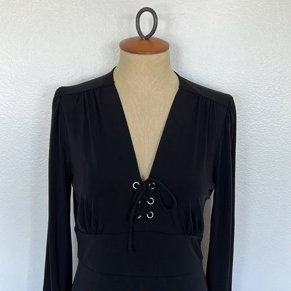 MICHAEL Michael Kors Women’s Long Sleeve Lace-Up Dress Black Size M - Picture 4 of 12